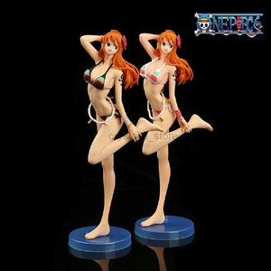 Comics Heroes One Piece Nami Figura GK Sexy Beach Nami Swimsuit Action Figurinas Anime PVC Estatua Estatua de dibujos animados Ornamento de regalo 240413