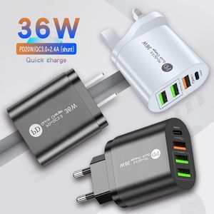 Comincan 36W PD QC 3.0 2.4A chargeur rapide 3USB avec tête de charge de type c chargeur de téléphone portable prise ue US UK chargeur USB