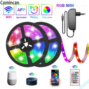 Comincan LED Bandes Lumière Décorative Blueteeth RGB 5050 Bande Flexible Luces Diode 12V 5M-10M 20M 30M Rétroéclairage TV Ordinateur Chambrepour