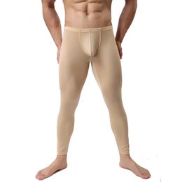 Komende sexy heren ultradunne zijdeachtige lange onderbroek thermische broek coole legging ondergoed sml xl xxl 240117