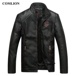 COMLION Faux Cuir Vestes Hommes Haute Qualité Classique Moto Bike Cowboy Veste Manteau Mâle Plus Velours Épais Manteaux M-5XL C46 211203