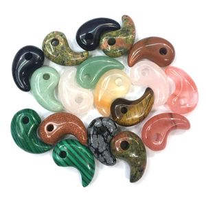 Comma Shape Natural Stone Charms Agates Crystal Turquoise Jades Opaal Stones Hanger Voor Sieraden Maken Ketting Armband 14x22mm