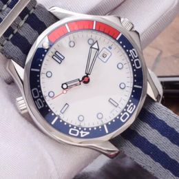 Commander James Bond 007 Reloj de edición limitada con esfera blanca Correa de nailon Sprots para hombre 2813 Reloj automático Relojes para hombre 41 mm244S