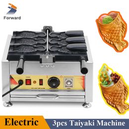 Comercial 110V 220V Taiyaki Fish-Shape Waffle Maker Boca abierta Taiyaki Máquina de helado Fish Cone Baker