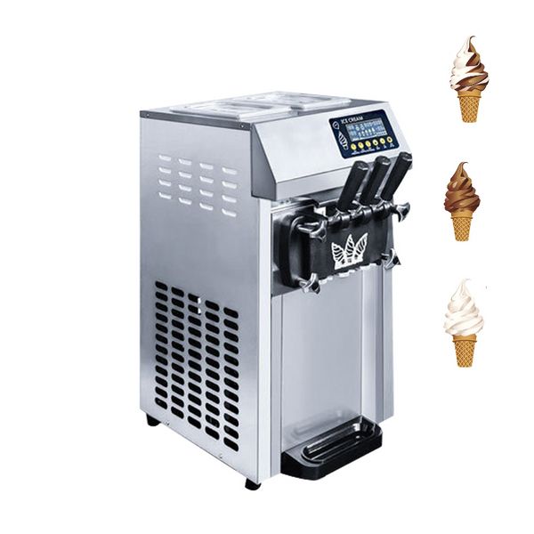 Machine commerciale à crème glacée molle et dure, 3 saveurs, verticale, pour rouleaux de fruits, fabrication de yaourt, vente à vendre