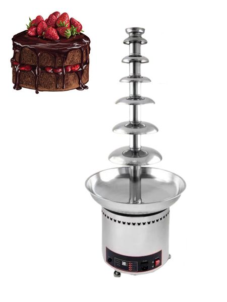 Machine commerciale de réchauffeur de machine de cascade de chocolat de machine de fontaine de chocolat de 7 rangées pour le fromage de beurre de sucrerie de chocolat