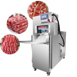 Commercieel automatisch bevroren vlees Slicer Machine Numerieke besturing Mutton Beef Roll Slicing Cutter Machine te koop