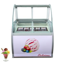 Vitrina de helado curvada comercial, escaparate de paletas congelador de gran capacidad, máquina de almacenamiento de helado duro multifuncional