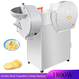 Machine commerciale de découpe de légumes à Double tête, broyeur de pommes de terre, trancheur de Taro électrique multifonctionnel en acier inoxydable