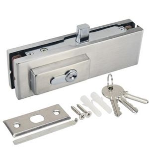 Cerradura de puerta de vidrio de seguridad antirrobo de 10 mm -12 mm de acero inoxidable duradero comercial Cerradura de puerta corrediza de empuje sin marco con 3 llaves 201013