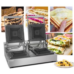 Máquina de sándwich eléctrica comercial, tostadora antiadherente, máquina para hacer gofres, máquina para hacer sándwiches, máquina para hornear pasteles