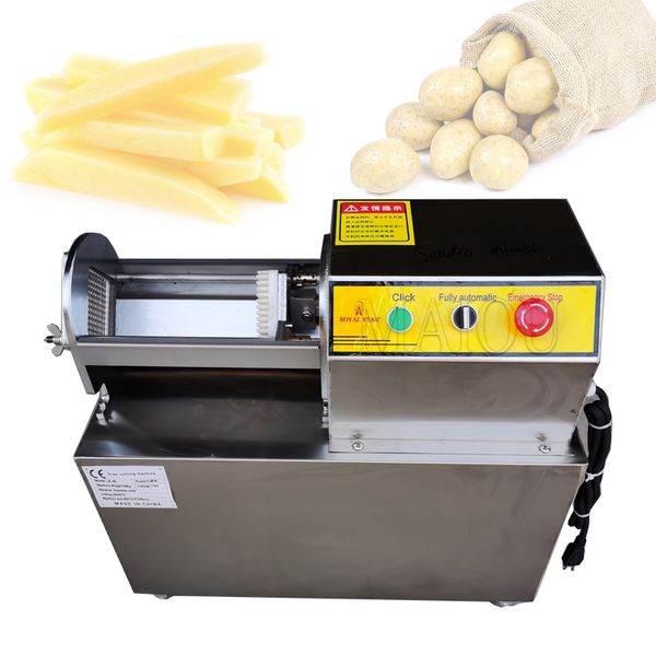 Máquina comercial de patatas fritas Cortadora de tiras de verduras de acero inoxidable Máquina cortadora eléctrica de patatas fritas 900W