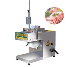 Máquina comercial completamente automática para cortar carne de res y cordero, cortadora de carne congelada, cortadora eléctrica de rollos para cortar grasa y carne de res