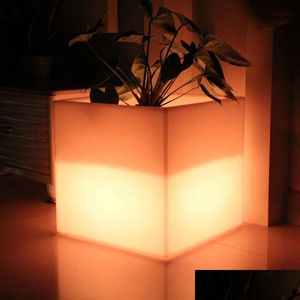 Meubles commerciaux Pot de fleur carré éclairé par LED Pots de jardinière lumineux Vente directe d'usine Meubles d'extérieur Drop Deliver Dhito