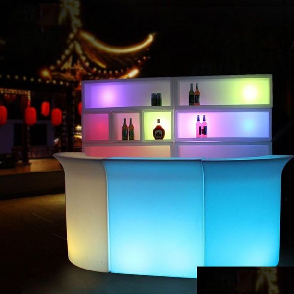 Muebles comerciales Barra de barra LED luminosa Impermeable Recargable Rundbar Bartresen Cambio de color Club Camarero Bares Discoteca Fiesta Al Dhayh