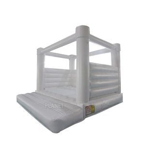 Matten commerciële graad bounce house full pvc opblaasbaar bruiloft springkasteel kasteel springbed kinderen audits jumper wit voor plezier binnen buiten met ventilator 804 e3