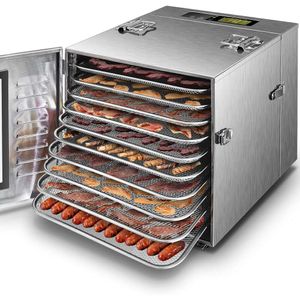 Grade commercial Grand Déshydrator alimentaire de 10 plateaux - 17 pieds carrés utilisables, sèche-linge en acier inoxydable 1000W, température réglable jusqu'à 220 ﾰ F - parfait pour les saccades, les fruits, les légumes et plus encore