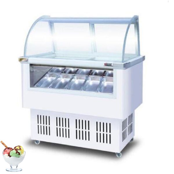 Vitrine commerciale de crème glacée, porte en verre, vitrine de glaces à pousser et tirer, Machine de stockage de crème glacée en quatre couleurs