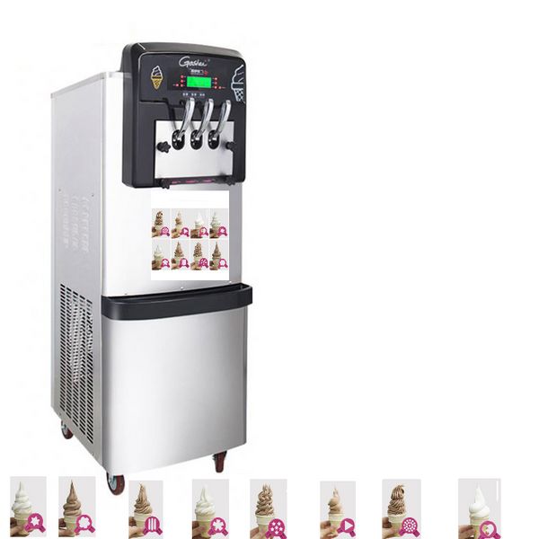 Máquina de helado comercial Acero inoxidable suave 7 días sin limpieza Sistema de frío Máquina para hacer helado vertical con compresor de marca