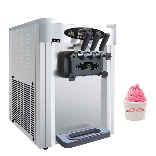 Machine de crème glacée commerciale Trois saveurs Gelato Machine en acier inoxydable Soft Ice Cream Makers 1800W
