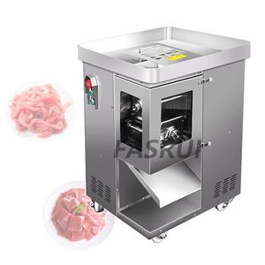 Máquina cortadora de carne comercial, cortadora eléctrica completamente automática de acero inoxidable, cortadora en cubitos