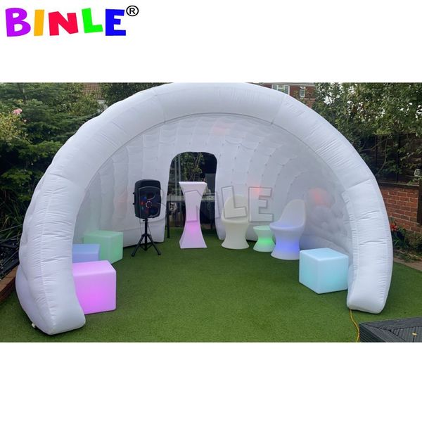 Commercial Mobile 6x3.5mH (20x11.5ft) avec ventilateur LED tente gonflable demi-dôme gonflable Luna tentes bar à cocktails temporaire pour spectacle de fête