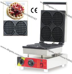 Commercial antiadhésif 110V 220V électrique 4pcs 115cm Mini Roud standard Waffle Maker Iron Baker Machine Machine Moule 9554766