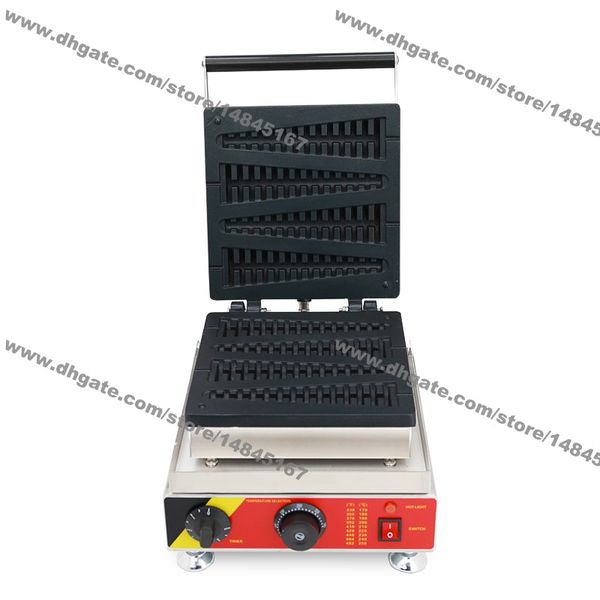 Commercial antiadhésif 110 v 220 v électrique 4 pièces 22 cm belge Lolly gaufre sur un fabricant de bâton Machine boulanger avec bac d'égouttement