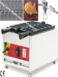 Commerciële Anti-aanbak 110v 220v Elektrische 6pcs Taiyaki Vis Wafelijzer Baker Machine met Beslag Dispenser Vulling Scoop6807951