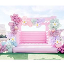 Combo comercial de la casa de rebote inflable Pastle Pastle Pink 4.5mlx4.5mwx3mh (15x15x10ft) Castillo de hinchamiento blanco adultos Juques de boda Bouncer para fiesta al aire libre