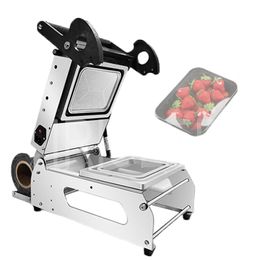 Commercieel draagbare vacu￼m sealer hand druk op afdichtmachine wegwerp plastic lunchbox lade verpakkingsmachine