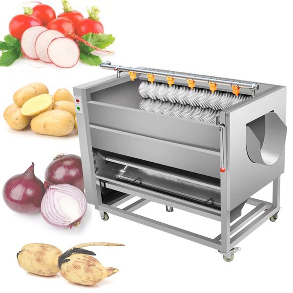 Máquina peladora de limpieza comercial de patatas, máquina de lavado de trotones de taro de frutas y verduras, máquina de calabaza con rodillo de marisco y zanahoria a la venta