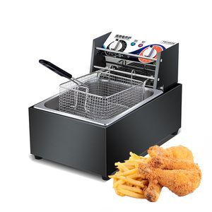 Freidora eléctrica comercial de un solo cilindro de aceite, horno para patatas fritas, olla caliente, máquina para freír pollo frito