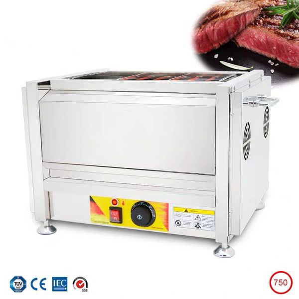 Parrilla de barbacoa sin humo comercial de acero inoxidable protección del medio ambiente interior horno de parrilla eléctrica estufa de parrilla de pescado ensartada