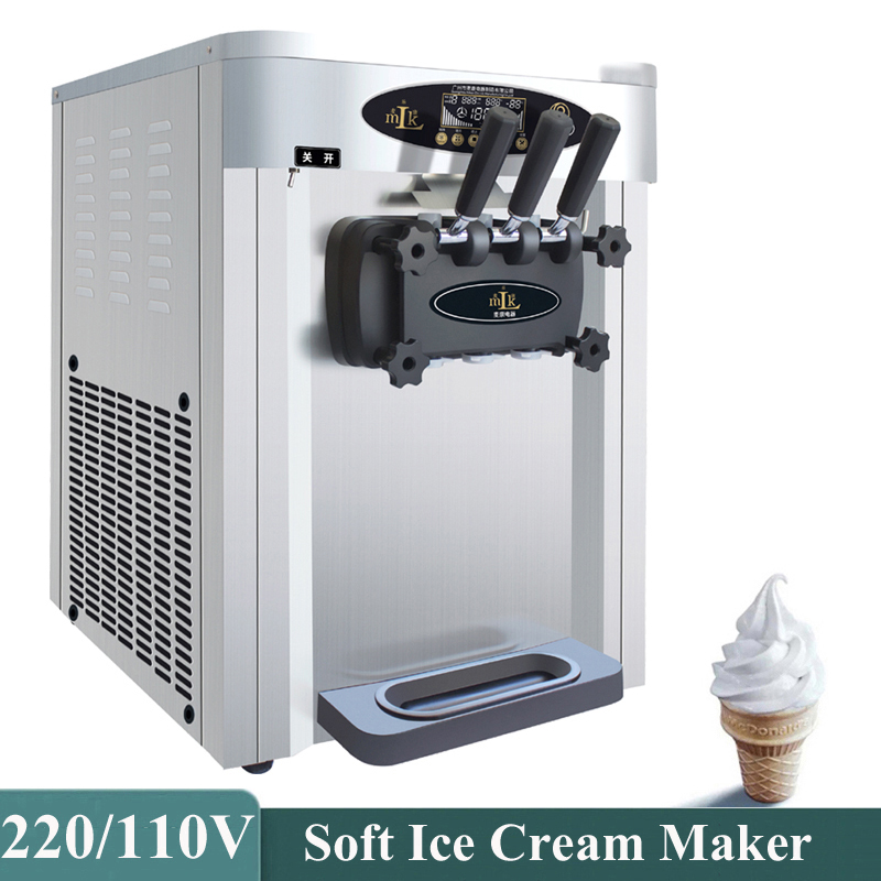 Commercial Soft Ice Cream Machine Rostfritt stål Gelato Making Machine RAPID COOLING Glass Maker Helt automatisk