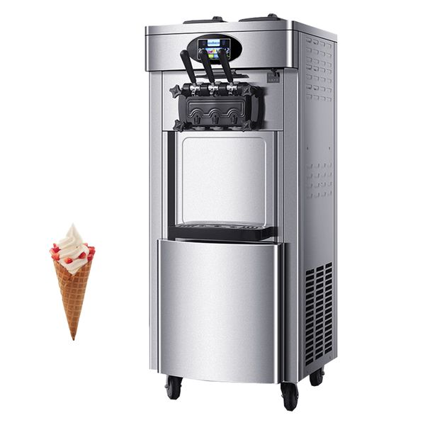 Commercial Soft Ice Cream Maker Machine Acier Inoxydable Vertical Double Compresseur Sundae Vending 2200W