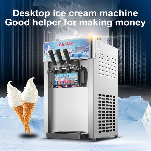 Commercial Soft Serve Ice Cream Maker Machine Entièrement Automatique Dessert Bureau En Acier Inoxydable Trois Saveurs Distributeur De Crème Glacée 220V 110VV