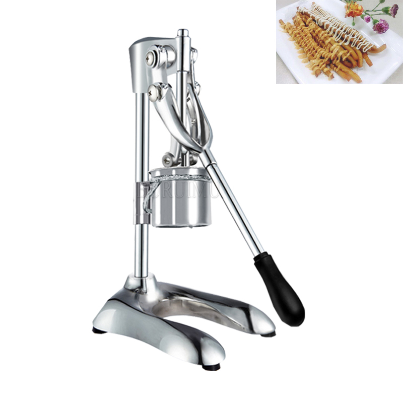 Kommerzielle lange Kartoffelchips-Quetscher-Maschine aus Edelstahl, französische manuelle Pommes-Frites-Schneider, Maschine für gebratene Kartoffelchips