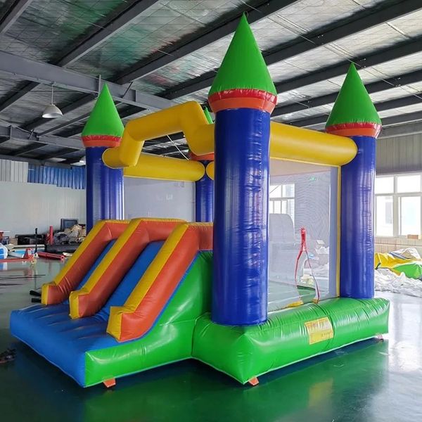 Trampolines comerciales Casa de rebote de pvc Castillo inflable de rebote para niños con tobogán Combinación Popular Patio de juegos Castillo Ventilador de aire Envío gratis a su puerta