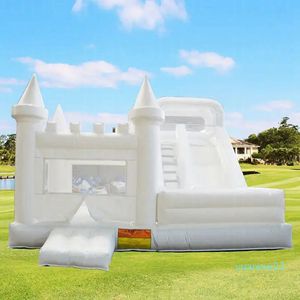 Commerciële Trampolines Bruiloft Witte Bouncy Opblaasbare Springkasteel Waterglijbaan met Ballenbak Witte Bounce House Combo