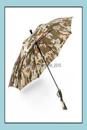 Parapluies commerciaux Rain Gear camouflage Survival 98K Long Semimatic Pliant Crème Solaire Pêche Randonnée Parapluie Pistolet Poignée Umb3513549