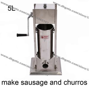 Utilisation commerciale 5L En Acier Inoxydable Manivelle Vertiacal Saucisse Stuffer et Churros Maker Machine