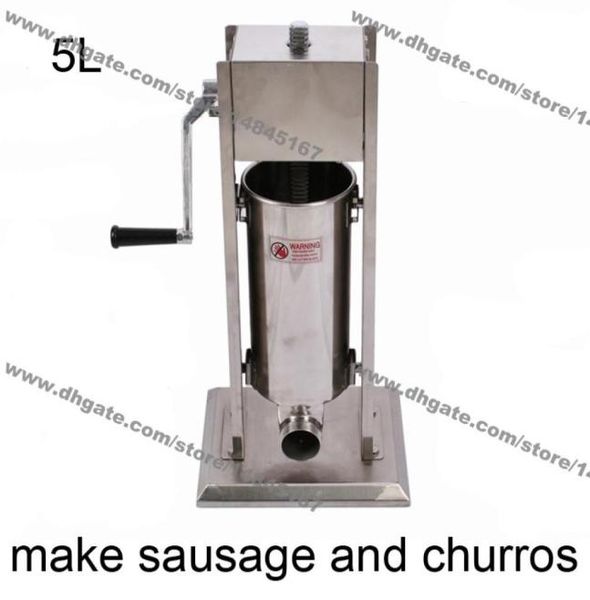 Utilisation commerciale 5L en acier inoxydable CRANK SAUSAGE VERTACAL SURAGE ET MACHINE DE CHURROS MAKER7164121