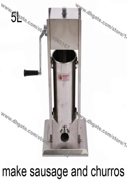 Utilisation commerciale 5L en acier inoxydable CRANK SAUSAGE VERTACAL SURAGE ET CHURROS MAKER MACHINE6965517