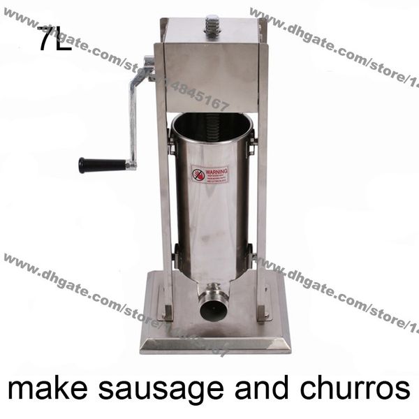 Machine à remplir les saucisses et les Churros à manivelle verticale en acier inoxydable, 7l, à usage Commercial, 2527