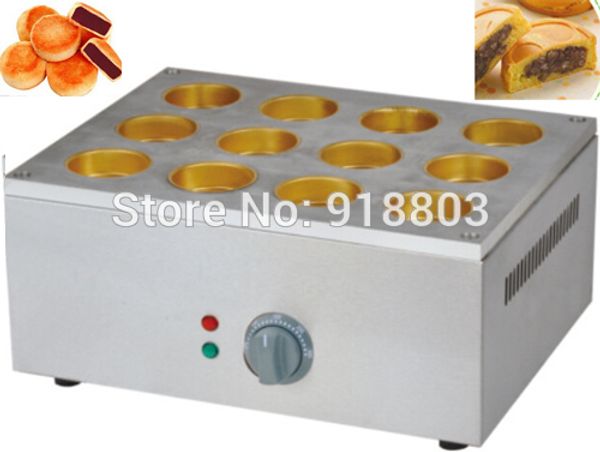 Uso comercial, agujero de cobre, 220v, eléctrico, 12 Uds., Dorayaki japonés, máquina para hacer pasteles de frijol rojo, máquina de horno panadero