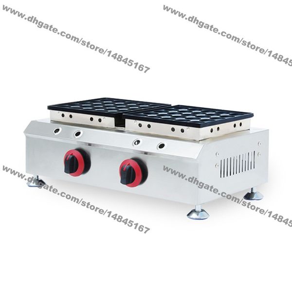 Uso comercial antiadherente Gas GLP Dual 50 Uds Mini máquina para hacer panqueques holandeses Poffertjes panadero molde de hierro Pan + dispensador de masa