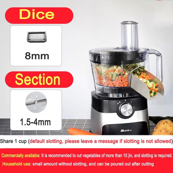 Machine de découpe de légumes commerciale hachoir carottes électriques concombres oignons poivrons Cubes broyeur Cutter Machines de cuisine