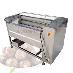 Commerciële plantaardige fruit wasmachine borstel en peeling maker met komkommer trotters zeevruchten aardappel taro fabrikant