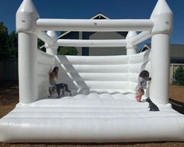 Commercieel wit bounce -huis volledige PVC opblaasbaar bruiloft springen veerkrachtige kasteel jumper uitsmijter met blower free air schip